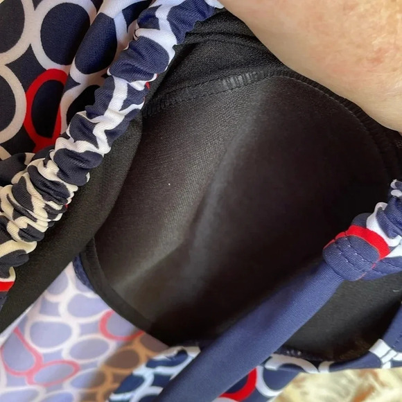 Liz Claiborne Navy White Red Circles Tankini Swim Top - Picture 6 of 8